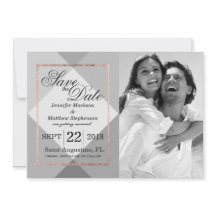 Rose Gold Gris Geo Save the Dates