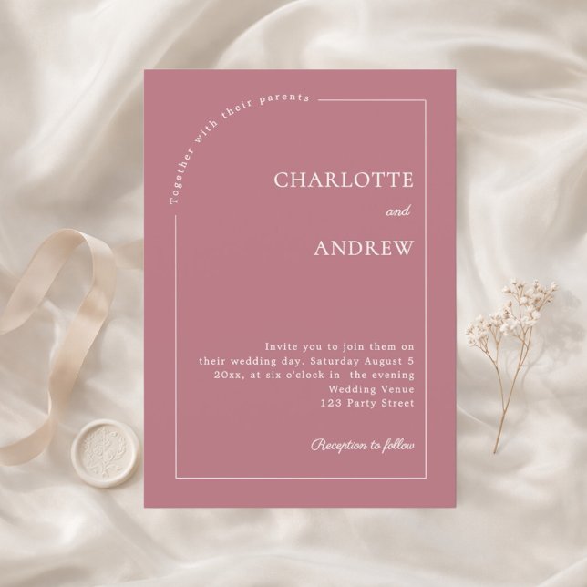 Invitación Rose gold ivory modern minimalist wedding (Subido por el creador)