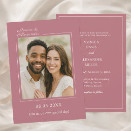 Invitación Rose gold ivory photo simpe modern luxury wedding
