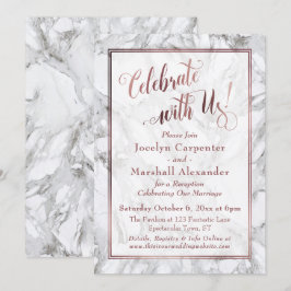 Invitación Rose Gold Marble Celebre con Nosotros Solo Recepci