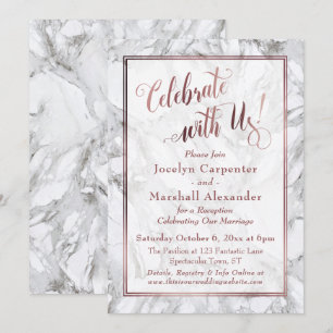 Invitación Rose Gold Marble Celebre con Nosotros Solo Recepci