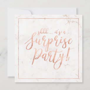 Invitación Rose Gold & Marble   Fiesta de Jubilación Sorpresa