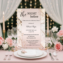 Invitación Rose Gold Marble Floral Rehearsal Dinner