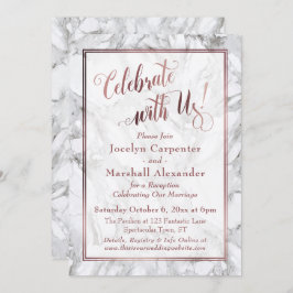 Invitación Rose Gold Mármol Celebre Con Nosotros Solo Recepci