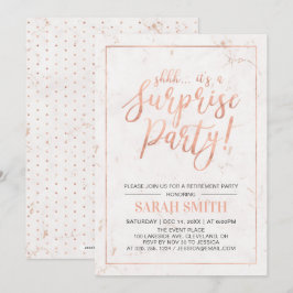 Invitación Rose Gold & Mármol | Fiesta de Jubilación Sorpresa