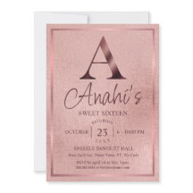 Rose Gold Monogram Sweet Sixteen