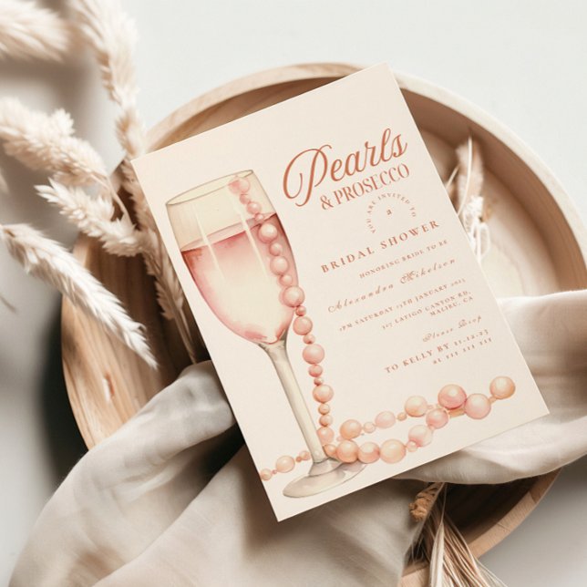 Invitación Rose Gold Pearls and Prosecco Bridal Shower (Subido por el creador)