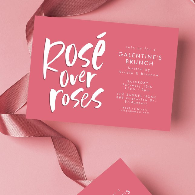Invitación Rosé por rosas se burlan del fiesta amigo del Día  (Subido por el creador)