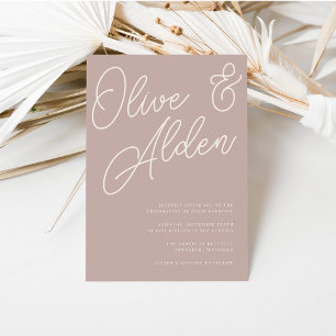 Invitación Rose Taupe Guion Marca de Agua Boda