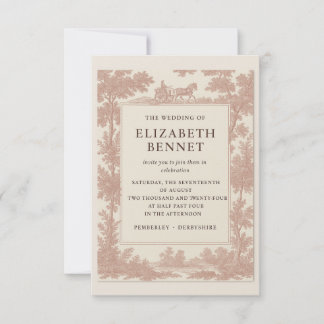 Invitación Rose Toile Wedding Invitation – Vintage Estate Ele