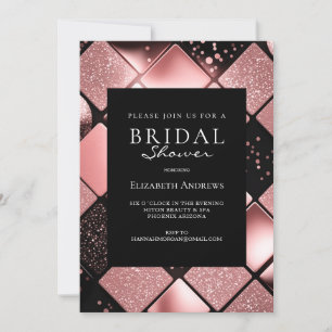 Invitación Rosegold Black Pattern Bridal Shower