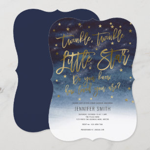 Invitación Rosegold, Twinkle Twinkle Little Stars, Baby Showe