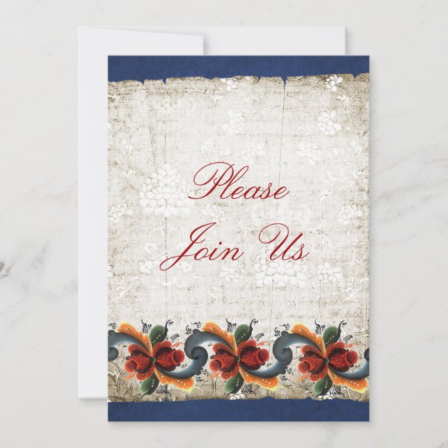 Invitación Rosemaling de la Casa Abierta de Vacaciones (Anverso)