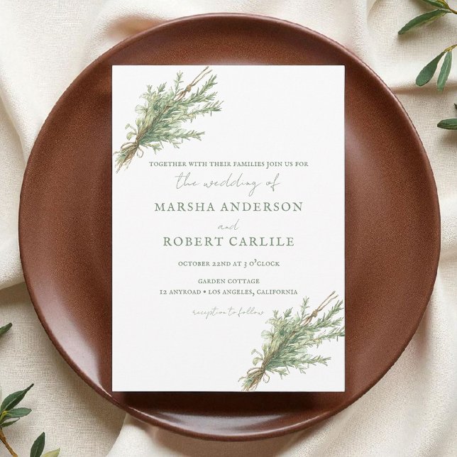 Invitación Rosemary Sprigs de Francia con dos Bodas (Subido por el creador)