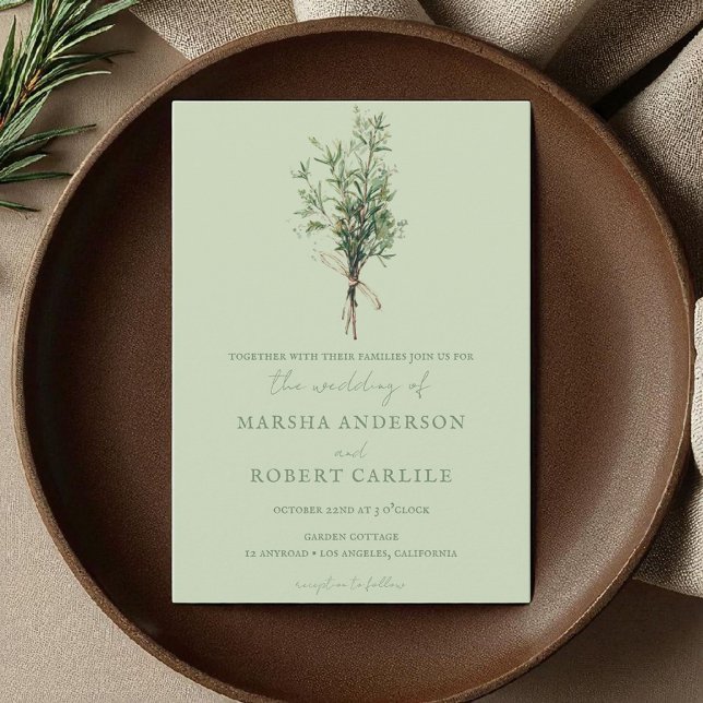 Invitación Rosemary Sprigs de Francia con dos Bodas (Subido por el creador)