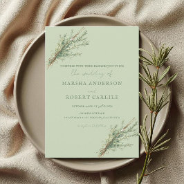 Invitación Rosemary Sprigs de Francia con dos Bodas