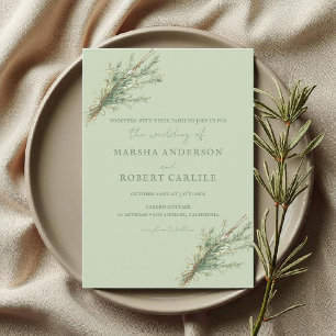 Invitación Rosemary Sprigs de Francia con dos Bodas