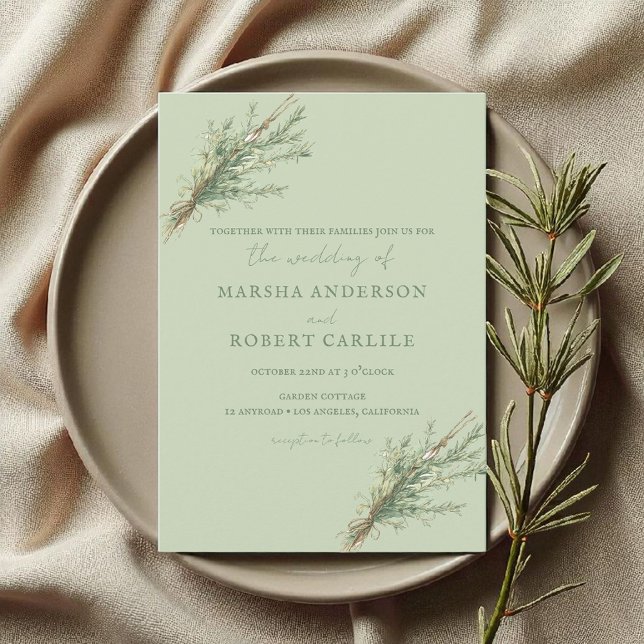 Invitación Rosemary Sprigs de Francia con dos Bodas (Subido por el creador)