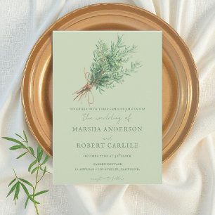Invitación Rosemary Sprigs de Francia con dos Bodas