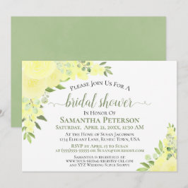 Invitación Roses Amarillos Acuarela Boho Floral Brigada Ducha