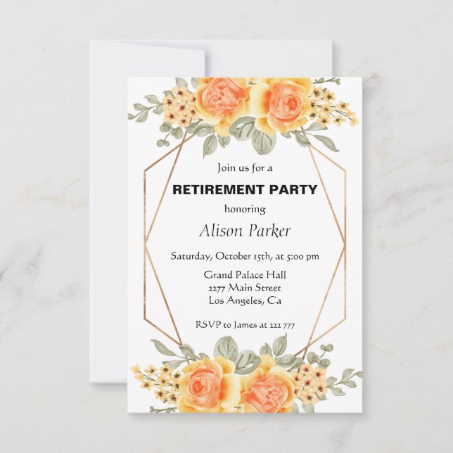 Invitación Roses amarillos de color agua (Anverso)