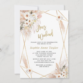 Invitación Roses blancas del desierto Dorado Hens Bachelorett