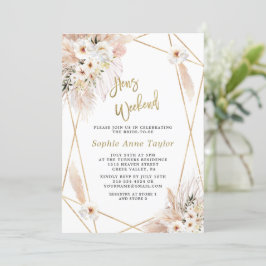 Invitación Roses blancas del desierto Dorado Hens Bachelorett