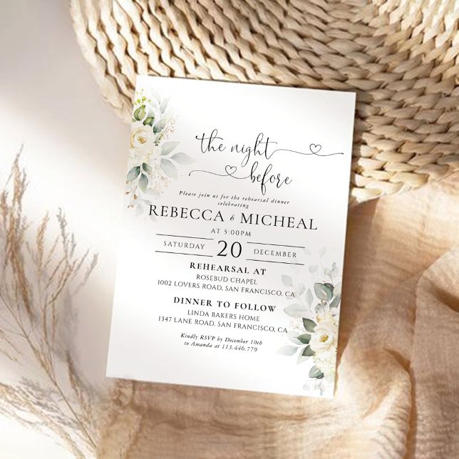 Invitación Roses blancos verdes la noche antes de la invitaci (Subido por el creador)