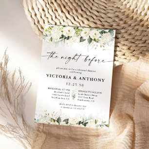 Invitación Roses blancos verdes la noche antes de la invitaci