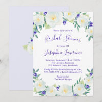 Roses blancos y violetas acuarela ducha de novias