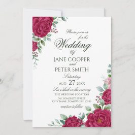 Invitación Roses floral Budget Wedding Invitation