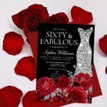 Invitación Roses Rojas Diamante vestido negro 60 cumpleaños f<br><div class="desc">Invitación a la fiesta de cumpleaños 60 Black Rosas Roses Diamond Gown Black Ver colección coincidente en Nicho y Nest Store Muchas gracias</div>