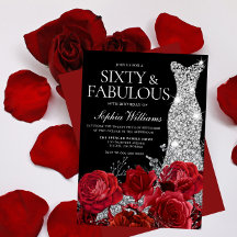 Roses Rojas Diamante vestido negro 60 cumpleaños f