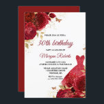 Invitación Roses Rojas Esparkle Vestido 30 Fiesta de cumpleañ<br><div class="desc">Roses Rojas Sparkle Vestido 30 cumpleaños fiesta Invitación Más elegantes diseños florales en nuestra tienda! Vea la colección coincidente en nuestra tienda</div>