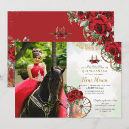 Invitación Roses Rojas Floral Charro Boots Quinceañera Pictur
