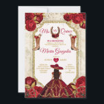 Invitación Roses rojas mis cinco príncipes Purpurina de la co<br><div class="desc">Quinceañera Roses Rojas Invitación de la Corona de Oro Mis Quince 15 Anos,  16 Años, </div>