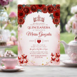 Invitación Roses rojas Quinceañera Rosa Corona de Oro mexican<br><div class="desc">Roses Rojas Quinceañera Rosa Invitación de la Corona de Oro Mexicana Mis Quince 15 Anos,  16º Cumpleaños.</div>