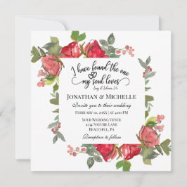 Invitación Roses rojas rojas románticas Boda cristiano floral