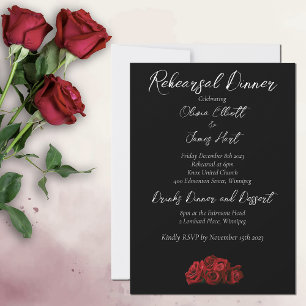 Invitación Roses rojos blancos elegancia negra eterna