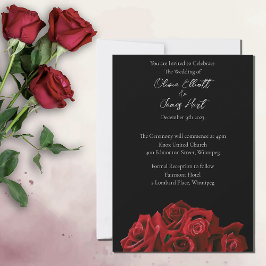 Invitación Roses rojos blancos elegancia negra eterna