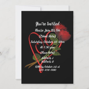 Invitación Roses Rojos Corazón Rojo Negro Elegante
