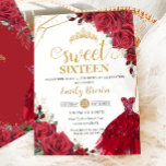 Invitación Roses Rojos Floral Dorado Princesa Dulce 16<br><div class="desc">Personalice esta encantadora invitación dulce de dieciséis años con su propia redacción fácil y rápidamente,  simplemente pulse el botón personalizar it para reorganizar y formatear el estilo y la ubicación del texto. ¡Artículos coincidentes disponibles en la tienda! c) El estudio Happy Cat Studio</div>