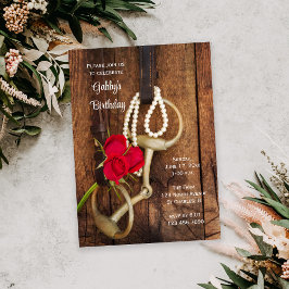 Invitación Roses Rojos Horse Bit Country Western Birday Party