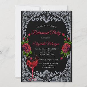 Invitación Roses Rojos, Jubilación Gótica de Vidrio