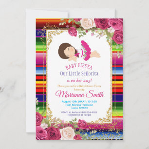 Invitación Roses Rojos Mexicanos Fiesta Baby Shower 