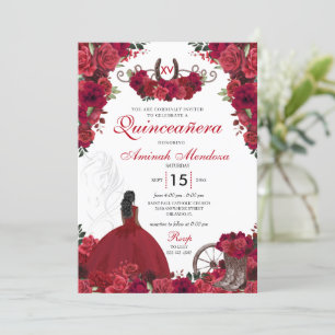 Invitación Roses rojos occidentales Princesa Quinceanera