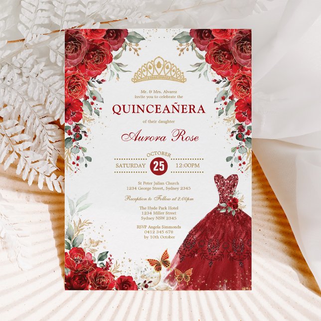 Invitación Roses Rojos Quinceañera Mis Quince cumpleaños 15 (Subido por el creador)