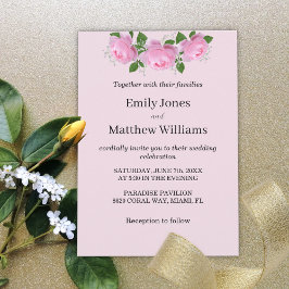 Invitación Roses rosadas fragantes, Boda