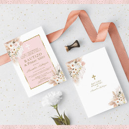 Invitación Roses rosados blancos del desierto bautizo de cump