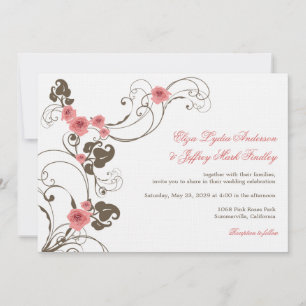 Invitación Roses rosados Románticos Florals Elegante Invitaci
